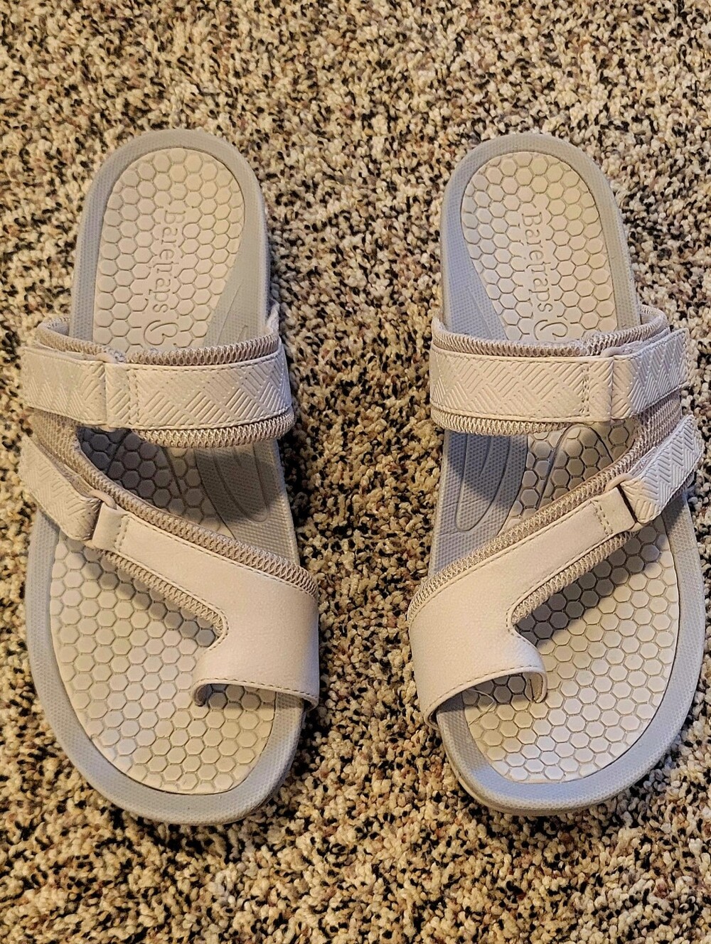 BareTraps Light Beige Adjustable Slide Sandals